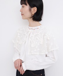 l'atelier du savon | handcraft かぎ針とお花のボレロ襟ブラウス(シャツ/ブラウス)