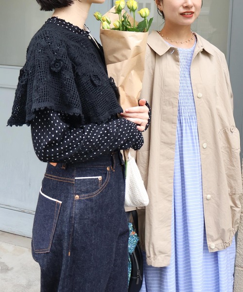 l'atelier du savon(アトリエドサボン)の「handcraft かぎ針とお花のボレロ襟ブラウス(シャツ/ブラウス・レディース・ブラック/ホワイト・FREE)」の17枚目の写真