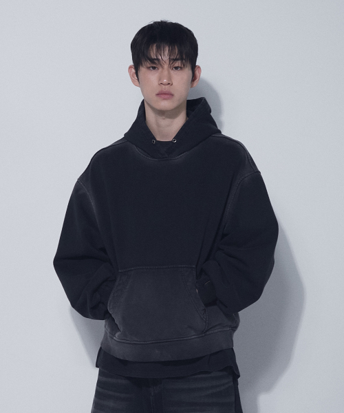 Damaged Dyeing Raw Cut Washing Sweat Hoodie — худи с эффектом «потертости»