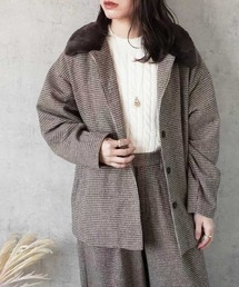 Emma（SELECT LEVERY）（エマ セレクトリベリー）の「千鳥格子 カラーファー  2way ライトメルトンジャケット（その他アウター）」