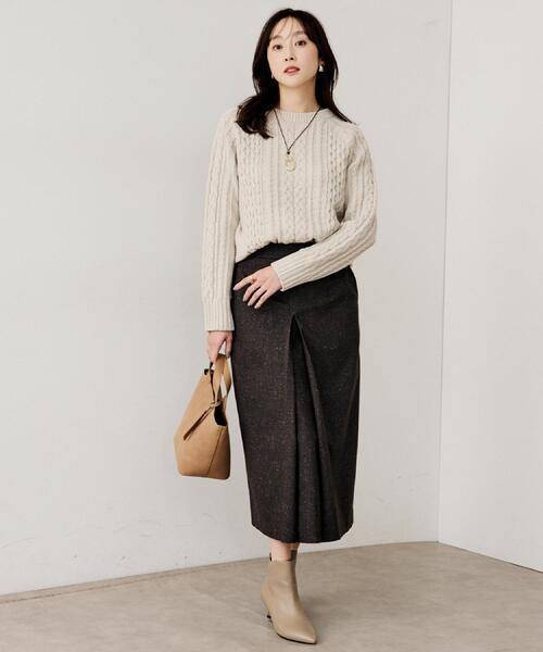 UNTITLED（アンタイトル）の「【洗える】スポンディッシュ ケーブル柄ニット（ニット/セーター・レディース・パープル/ネイビー/ナチュラル/ピンク・02/00/48/44/04）」の7枚目の写真