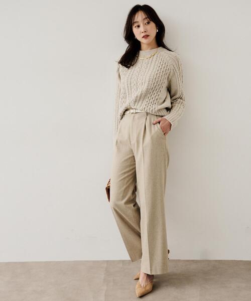 UNTITLED（アンタイトル）の「【洗える】スポンディッシュ ケーブル柄ニット（ニット/セーター・レディース・パープル/ネイビー/ナチュラル/ピンク・02/00/48/44/04）」の8枚目の写真