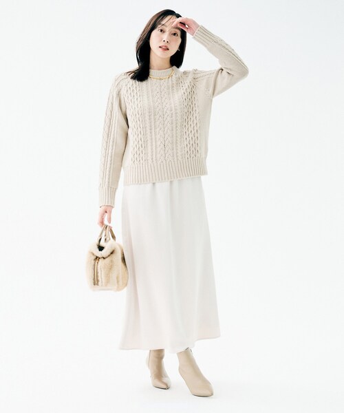 UNTITLED（アンタイトル）の「【洗える】スポンディッシュ ケーブル柄ニット（ニット/セーター・レディース・パープル/ネイビー/ナチュラル/ピンク・02/00/48/44/04）」の10枚目の写真