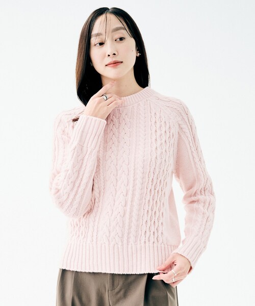 UNTITLED（アンタイトル）の「【洗える】スポンディッシュ ケーブル柄ニット（ニット/セーター・レディース・パープル/ネイビー/ナチュラル/ピンク・02/00/48/44/04）」の12枚目の写真