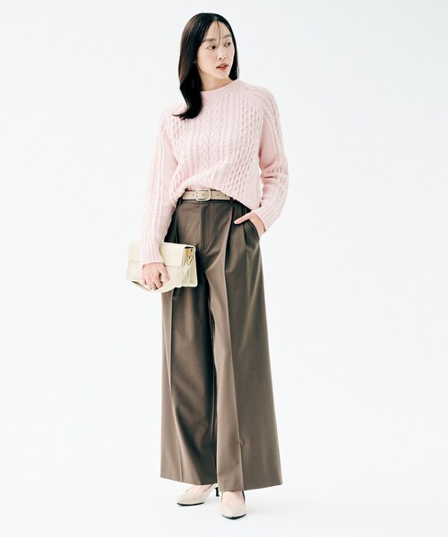 UNTITLED（アンタイトル）の「【洗える】スポンディッシュ ケーブル柄ニット（ニット/セーター・レディース・パープル/ネイビー/ナチュラル/ピンク・02/00/48/44/04）」の14枚目の写真