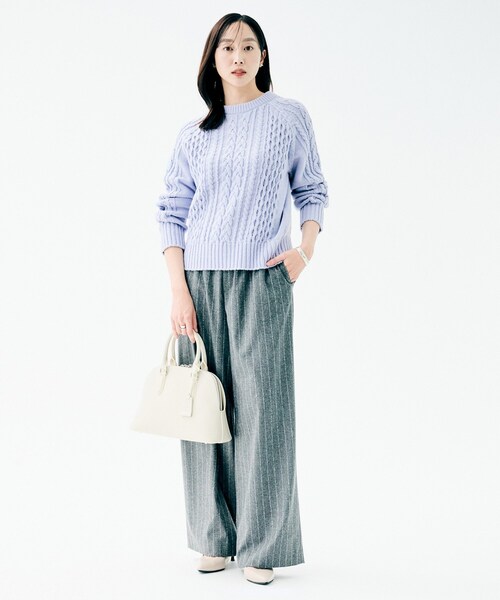 UNTITLED（アンタイトル）の「【洗える】スポンディッシュ ケーブル柄ニット（ニット/セーター・レディース・パープル/ネイビー/ナチュラル/ピンク・02/00/48/44/04）」の18枚目の写真