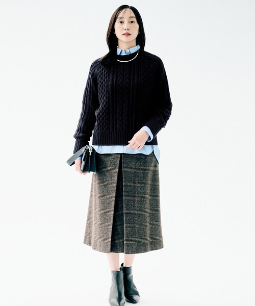 UNTITLED（アンタイトル）の「【洗える】スポンディッシュ ケーブル柄ニット（ニット/セーター・レディース・パープル/ネイビー/ナチュラル/ピンク・02/00/48/44/04）」の22枚目の写真