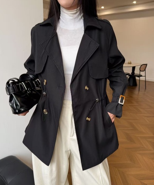 セール】【春夏新作】ウエスト絞りハーフトレンチコート（トレンチ