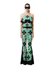 Green Clover Print 01 Green Clover print ruffle Bustier