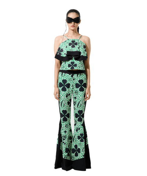 GREEDILOUS(グリディアス)の「Green Clover Print 01 Green Clover print ruffle Bustier(Tシャツ/カットソー・レディース・その他・SMALL/MEDIUM/LARGE/X-SMALL)」の1枚目の写真