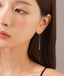 【金属アレルギー対応】ティアドロップ ジルコニア ロングバー ピアス / サージカルステンレス
