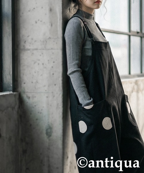 ドットポケットサロペット（サロペット/オーバーオール）｜antiqua