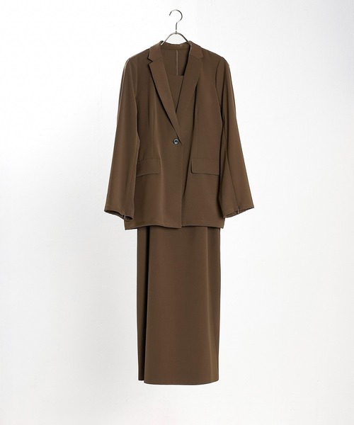 Kana（カナ）の「シングルジャケット 袖ファスナー Iライン ワンピース 2点セット パーティー ドレス 結婚式 お呼ばれ オケージョン（ドレス・レディース・ブラック/チャコールグレー/ブラウン・S/M）」の4枚目の写真