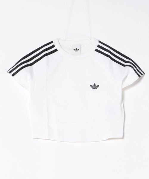 adidas(アディダス)の「adidas アディダス W SST BABY TEE ショートスリーブ KG3699 WHT/WHT/BLK(Tシャツ/カットソー・レディース・ホワイト・SMALL/MEDIUM/LARGE/X-LARGE)」の1枚目の写真