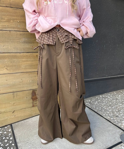 WC（ダブル シー）の「チェックレイヤードワイドパンツ（その他パンツ・レディース・ブラック/ブラウン・FREE）」の4枚目の写真