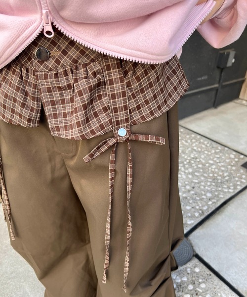 WC（ダブル シー）の「チェックレイヤードワイドパンツ（その他パンツ・レディース・ブラック/ブラウン・FREE）」の5枚目の写真
