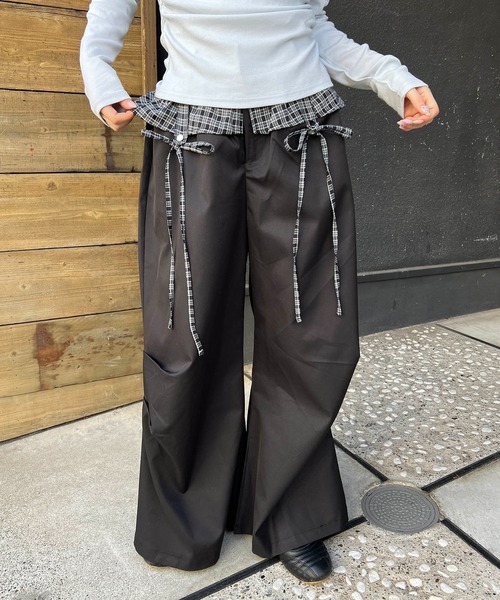 WC（ダブル シー）の「チェックレイヤードワイドパンツ（その他パンツ・レディース・ブラック/ブラウン・FREE）」の9枚目の写真