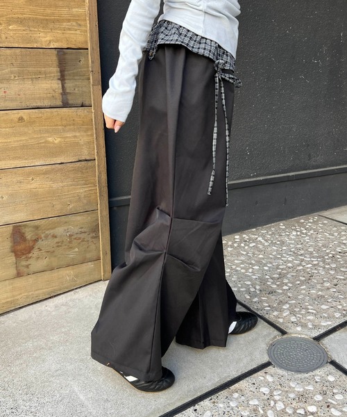 WC（ダブル シー）の「チェックレイヤードワイドパンツ（その他パンツ・レディース・ブラック/ブラウン・FREE）」の10枚目の写真