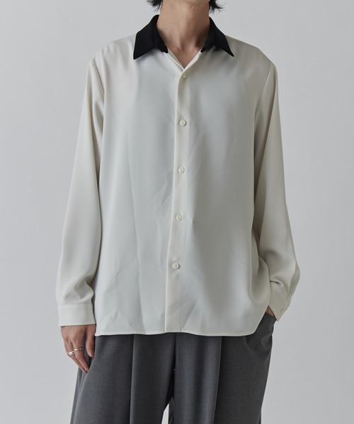 Lui's(ルイス)の「ソフトタッチクレリックシャツ(シャツ/ブラウス・メンズ・ホワイト/ブラック/モカ・M/S)」の4枚目の写真