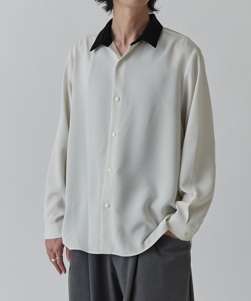 Lui's(ルイス)の「ソフトタッチクレリックシャツ(シャツ/ブラウス・メンズ・ホワイト/ブラック/モカ・M/S)」の5枚目の写真