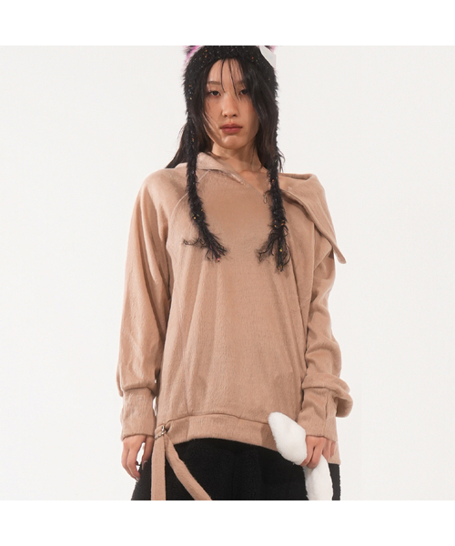 FANYOUNG(ファンヤング)の「ヘアリー ジップスリット プルオーバー キャメル(Tシャツ/カットソー・レディース・その他・FREE)」の1枚目の写真