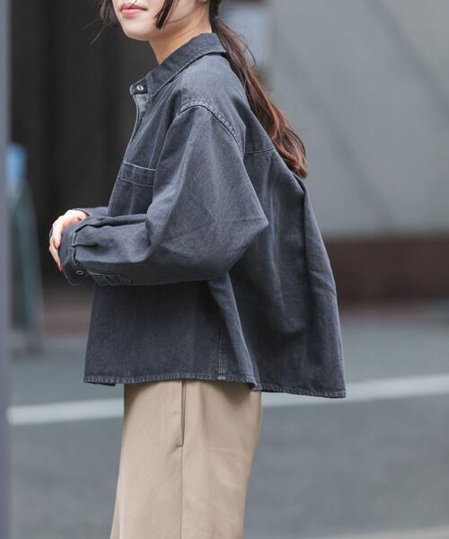 FORK&SPOON(フォークアンドスプーン)の「FORK&SPOON ペーパーブレンドデニムシャツ(シャツ/ブラウス・レディース・ブラック/ブルー・1)」の3枚目の写真