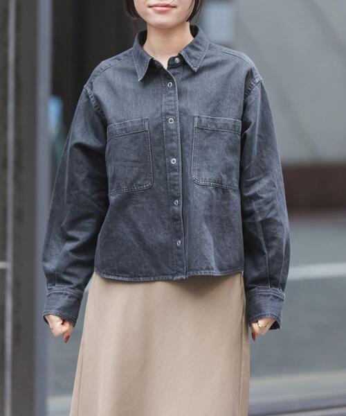 FORK&SPOON(フォークアンドスプーン)の「FORK&SPOON ペーパーブレンドデニムシャツ(シャツ/ブラウス・レディース・ブラック/ブルー・1)」の6枚目の写真