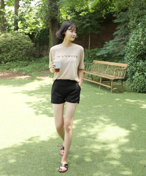 BBAEBBAE(ペッペ)の「後ろバンディング切り替えピンタックカブラリネンショートパンツ(その他パンツ・レディース・その他・S/M/L/XL)」の3枚目の写真