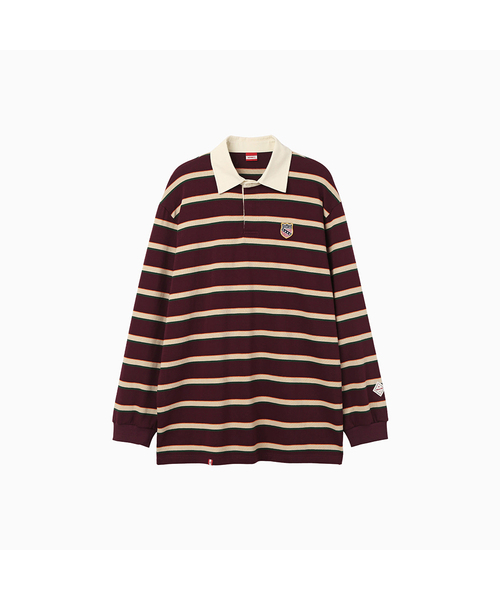 MENASOO(ミナス)の「Menasoo Stripe Rugby T Shirt_Burgundy(ポロシャツ・レディース・バーガンディー・F)」の1枚目の写真