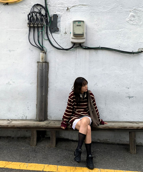 MENASOO(ミナス)の「Menasoo Stripe Rugby T Shirt_Burgundy(ポロシャツ・レディース・バーガンディー・F)」の8枚目の写真