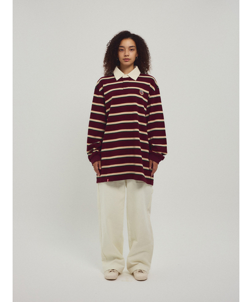 MENASOO(ミナス)の「Menasoo Stripe Rugby T Shirt_Burgundy(ポロシャツ・レディース・バーガンディー・F)」の10枚目の写真