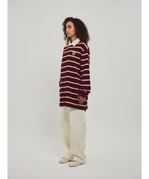 MENASOO(ミナス)の「Menasoo Stripe Rugby T Shirt_Burgundy(ポロシャツ・レディース・バーガンディー・F)」の11枚目の写真