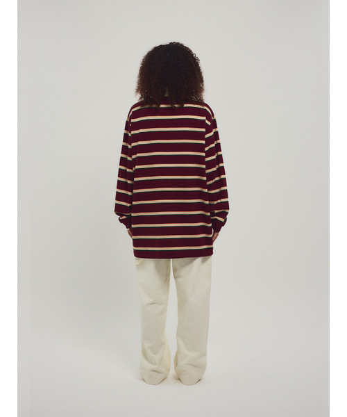 MENASOO(ミナス)の「Menasoo Stripe Rugby T Shirt_Burgundy(ポロシャツ・レディース・バーガンディー・F)」の12枚目の写真