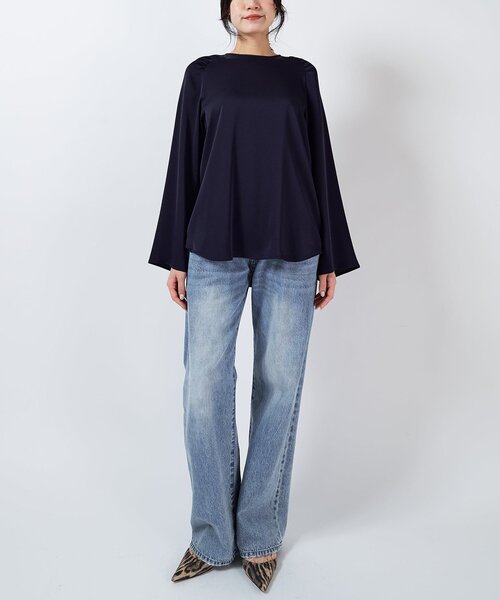 Drawing Numbers（ドローイング ナンバーズ）の「【Drawing Numbers】バックジョーゼットサテンブラウス（シャツ/ブラウス・レディース・ネイビー/ライトベージュ・38）」の20枚目の写真