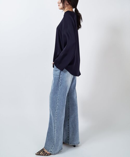 Drawing Numbers（ドローイング ナンバーズ）の「【Drawing Numbers】バックジョーゼットサテンブラウス（シャツ/ブラウス・レディース・ネイビー/ライトベージュ・38）」の15枚目の写真