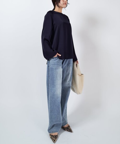 Drawing Numbers（ドローイング ナンバーズ）の「【Drawing Numbers】バックジョーゼットサテンブラウス（シャツ/ブラウス・レディース・ネイビー/ライトベージュ・38）」の19枚目の写真