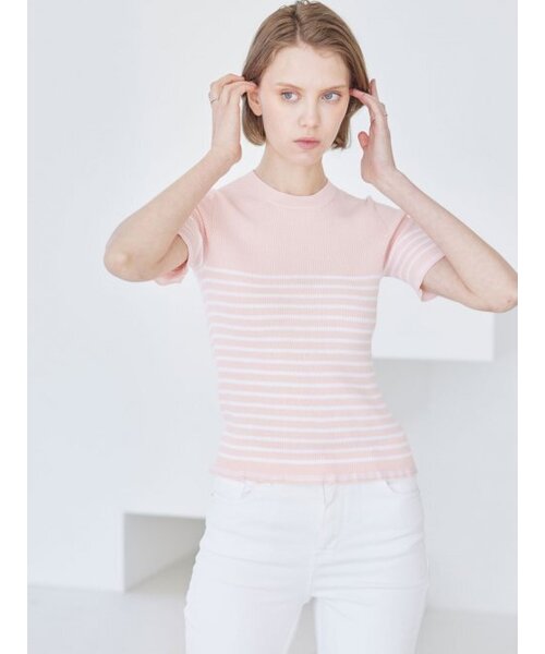 AYIHOLIC CASHMERE(アイホリックカシミア)の「フリルストライプラウンド(ニット/セーター・レディース・その他・M/S)」の4枚目の写真