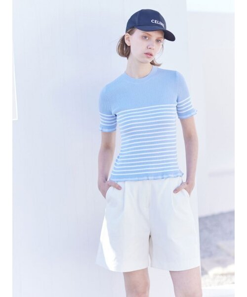 AYIHOLIC CASHMERE(アイホリックカシミア)の「フリルストライプラウンド(ニット/セーター・レディース・その他・M/S)」の5枚目の写真