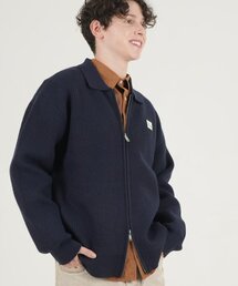 THE-ABON（エイボン）の「ムース 高密度 ハッチカラー ジップアップ ネイビー（カーディガン/ボレロ）」