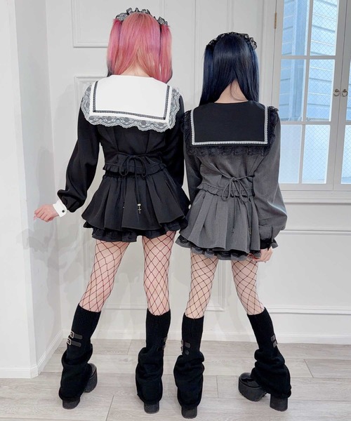 MA*RS(アメーバーマーズ)の「クロス刺繍短丈セットアップ 2点SET(セットアップ・レディース・ブラック/ブラック×ホワイト/チャコールグレー/グレー/ホワイト×ブラック/ブラック×ブラック・FREE)」の17枚目の写真
