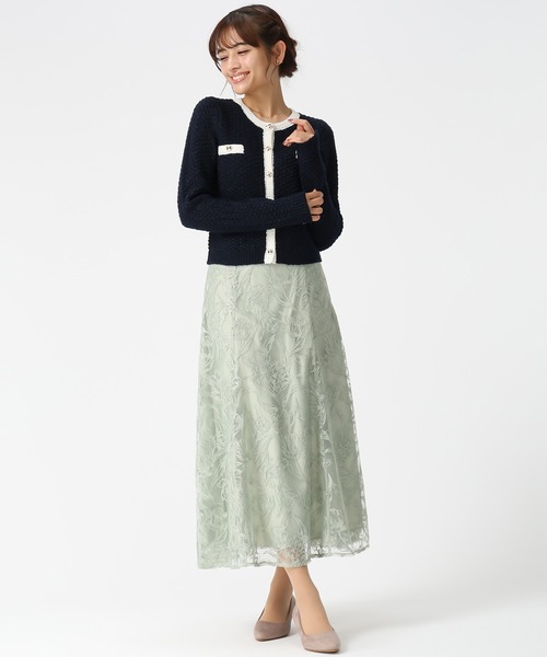 MISCH MASCH(ミッシュマッシュ)の「2026春夏新作 格子編みニットジャケット(カーディガン/ボレロ・レディース・イエロー/ネイビー/ホワイト・フリ-)」の10枚目の写真