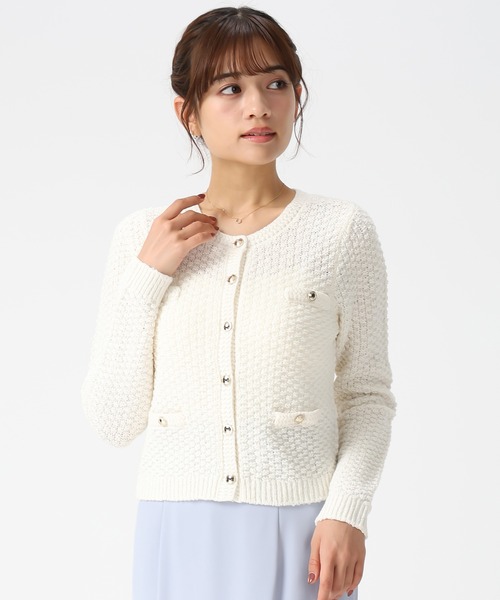 【まとめ売り】夏 トップス ニット カットソー カーディガン ジャケット tiptop+pocket ティップトッププラスポケット / 畦編メタル釦クルー
