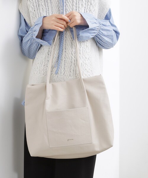 grove（グローブ）の「【A4】タックポケ3層トート（トートバッグ・レディース・ブラック/ブラック系4/ナチュラル・00）」の3枚目の写真