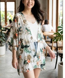 rip curl | 【RIPCURL（リップカール）】ON THE COAST KIMONO/レディース  レーヨン　半端袖　総柄シャツ(シャツ/ブラウス)