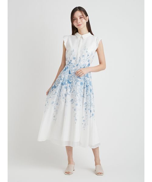 CELFORD（セルフォード）の「【洗える】パネルフラワーワンピース（ワンピース・レディース・ネイビー/オフホワイト/ブルー・36/38）」の3枚目の写真