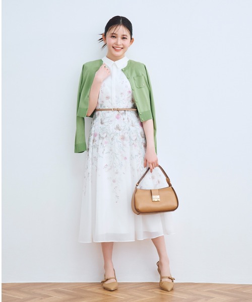 CELFORD（セルフォード）の「【洗える】パネルフラワーワンピース（ワンピース・レディース・ネイビー/オフホワイト/ブルー・36/38）」の4枚目の写真