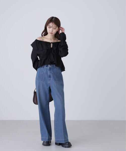 FREE'S MART（フリーズマート）の「◆衿フリルペプラム前開きブラウス（シャツ/ブラウス・レディース・ブラック/ホワイト/ブルー・FREE）」の11枚目の写真