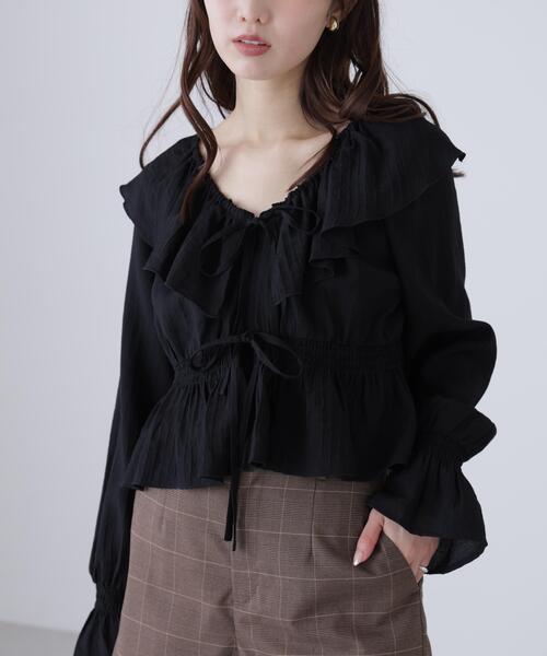 FREE'S MART（フリーズマート）の「◆衿フリルペプラム前開きブラウス（シャツ/ブラウス・レディース・ブラック/ホワイト/ブルー・FREE）」の13枚目の写真