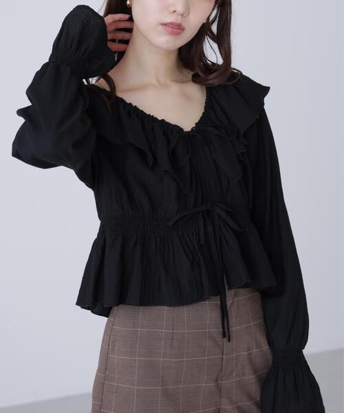 FREE'S MART（フリーズマート）の「◆衿フリルペプラム前開きブラウス（シャツ/ブラウス・レディース・ブラック/ホワイト/ブルー・FREE）」の15枚目の写真