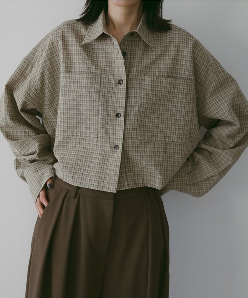 anuke（アンヌーク）の「Check Short Shirts（シャツ/ブラウス・レディース・チャコールグレー/ブルー/ベージュ・FREE）」の3枚目の写真